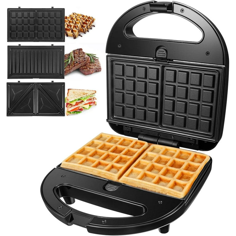 Waffle Makers 3-in-1 Waffle Iron Panini Press Sandwich Maker with Removable  Plates 5-gears Temperature Control Non Stick Coating - AliExpress