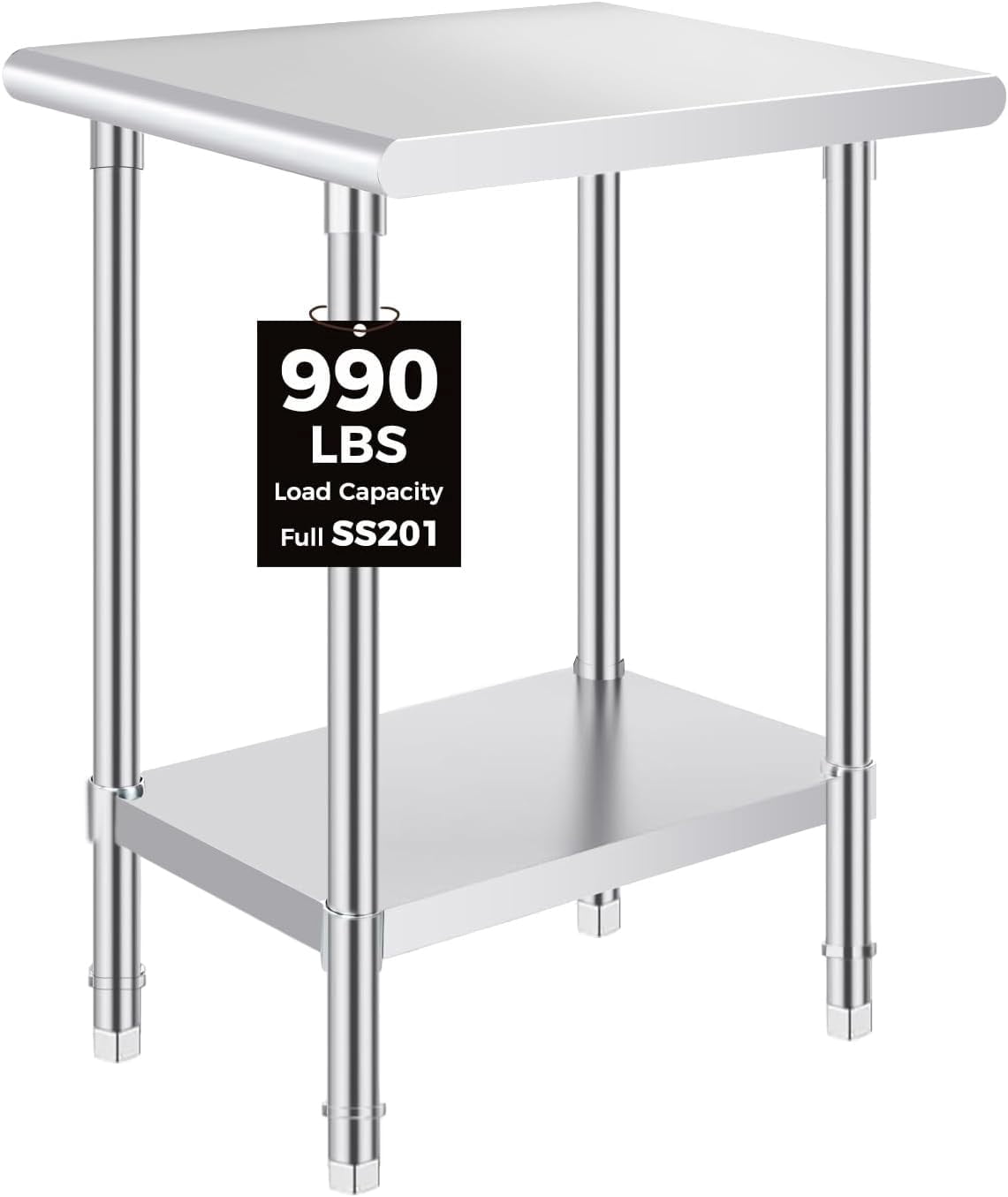 OSTBA Stainless Steel Table for Prep & Work 24x18 Inches, NSF Metal Commercial Heavy Duty Table with Adjustable Undershelf and Adjustable Foot for Restaurant Kitchen Home and Hotel