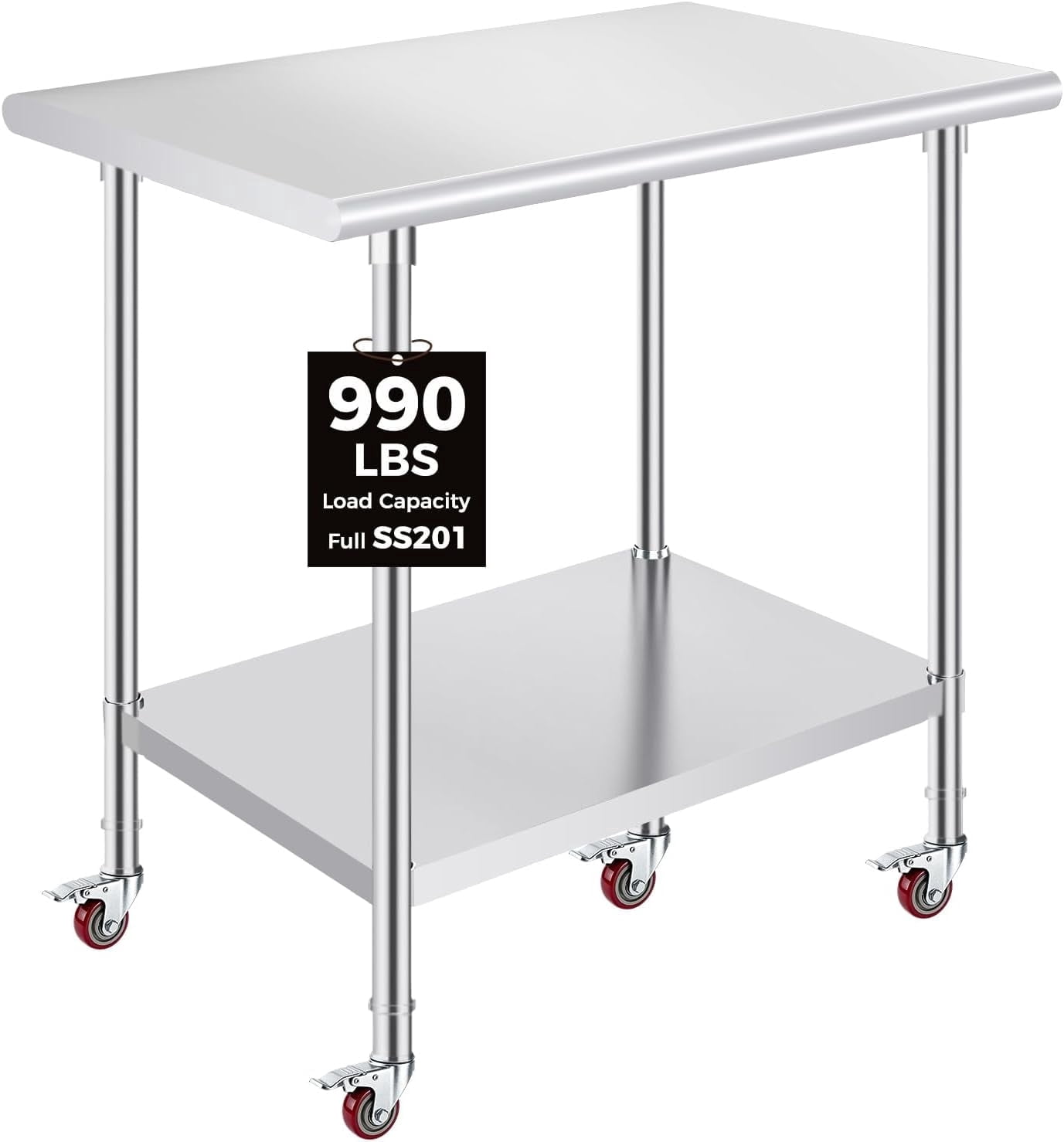 OSTBA Stainless Steel Table for Prep & Work 24x36 Inches with Casters Wheels, NSF Metal Commercial Heavy Duty Table with Adjustable Undershelf for Restaurant Kitchen Home and Hotel