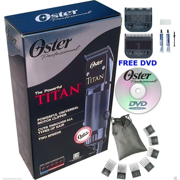 OSTER Titan 2 Speeds Professional Hair Clipper 76076-310 + Universal 7 Combs Set