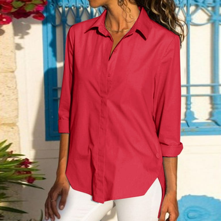 Ladies shirt button side hot sale