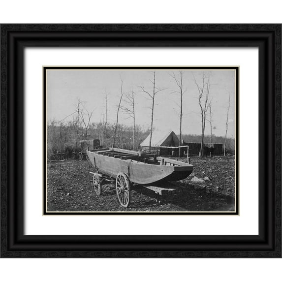 OSullivan, Timothy H 24x19 Black Ornate Wood Framed with Double Matting Museum Art Print Titled - Pontoon Boat-Brandy Station-Virginia