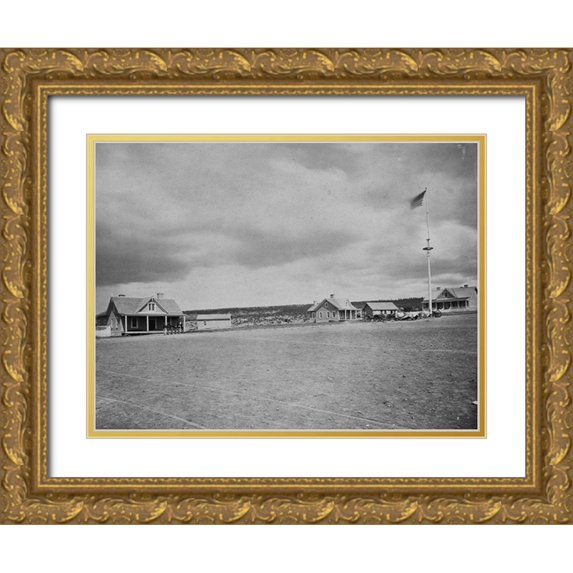 OSullivan, Timothy H 24x19 Gold Ornate Wood Framed with Double Matting Museum Art Print Titled - Parade Ground at Fort Wingate-1873