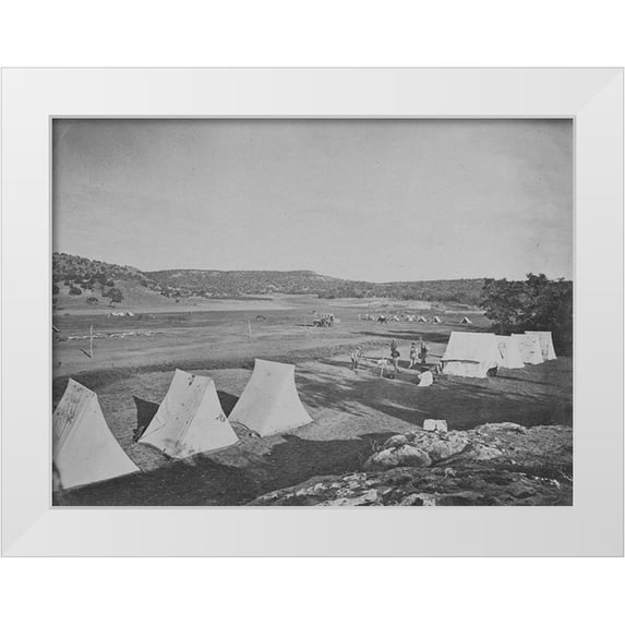 OSullivan, Timothy H 24x19 White Modern Wood Framed Museum Art Print Titled - Survey camp near Fort Wingate-New Mexico 1875