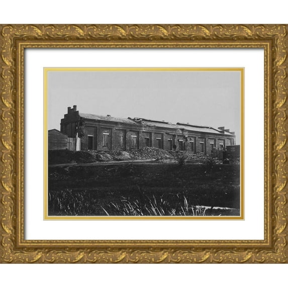 OSullivan, Timothy H 32x25 Gold Ornate Wood Framed with Double Matting Museum Art Print Titled - View of the Petersburg Gas Works
