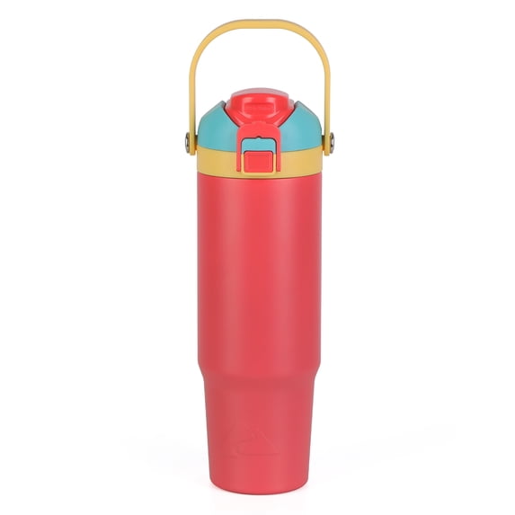 Ozark Trail 30oz Vacuum-Insulated Stainless Steel Dual Lid Insulated Tumbler, Double Wall Vacuum Insulated Travel Tumbler with Sip & Chug Lid, Coral