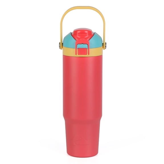 Ozark Trail 30oz Vacuum-Insulated Stainless Steel Dual Lid Insulated Tumbler, Double Wall Vacuum Insulated Travel Tumbler with Sip & Chug Lid, Coral