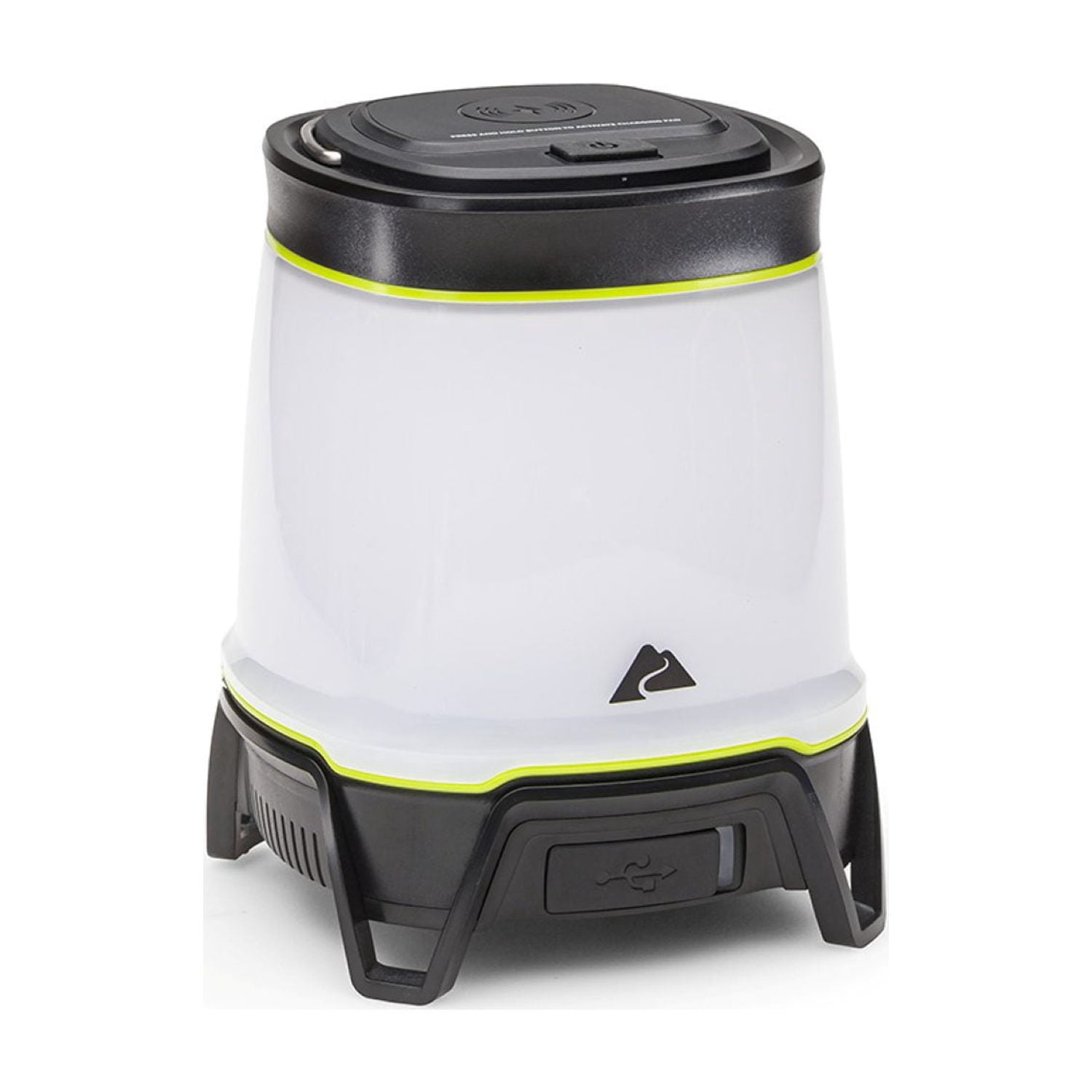 Ozark Trail 4000 Lumen Rechargeable LED Lantern with Qi Wireless Charging Pad – 4 Light Modes, Water-Resistant, Green and Gray
