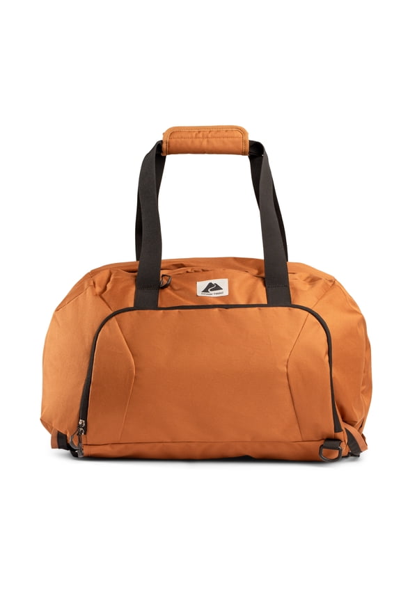 42L Crossover Duffel Bag, with Tuckable Backpack Straps, Recycled Polyester, Brown