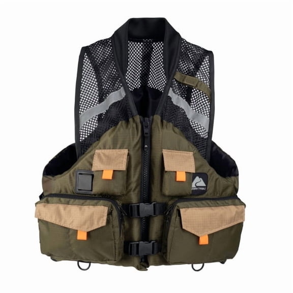 Ozark Trail Adult Unisex Fishing Vest with Quick-Release Buckles and Nylon Ripstop Fabric, L/XL, Green