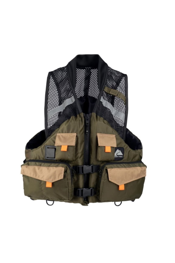 Adult Unisex Fishing Vest with Quick-Release Fasteners and Nylon Ripstop Fabric, 2X/3X, Green