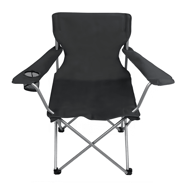 Ozark Trail Quad Folding Camp Chair with Cup Holder, Black