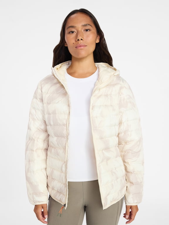 Women's and Women's Plus Size Core Puffer Jacket with Hood, Sizes XS-3X