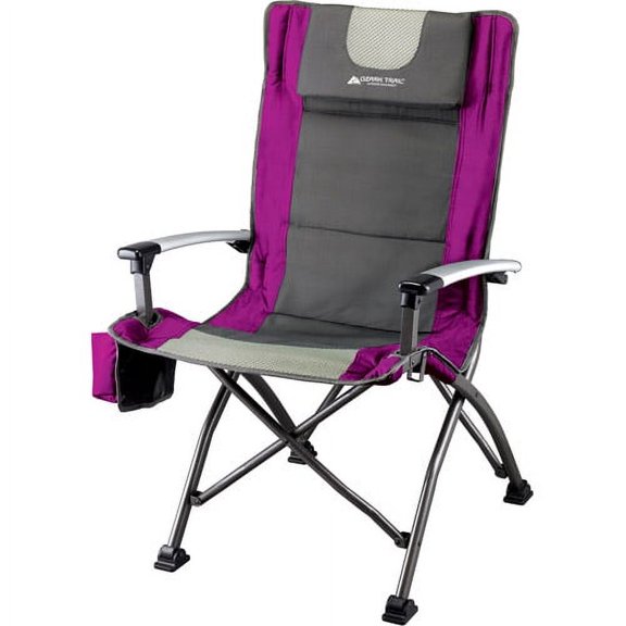 Ozark Trail Folding High-Back Camping Chair with Cupholder, Pink