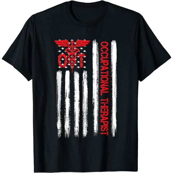OT Occupational Therapy American Flag Therapist Month Gift T-Shirt