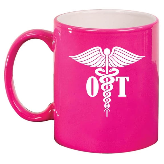 OT Occupational Therapy Therapist Ceramic Coffee Mug Tea Cup Gift (11oz Hot Pink)