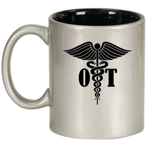 OT Occupational Therapy Therapist Ceramic Coffee Mug Tea Cup Gift (11oz Silver)