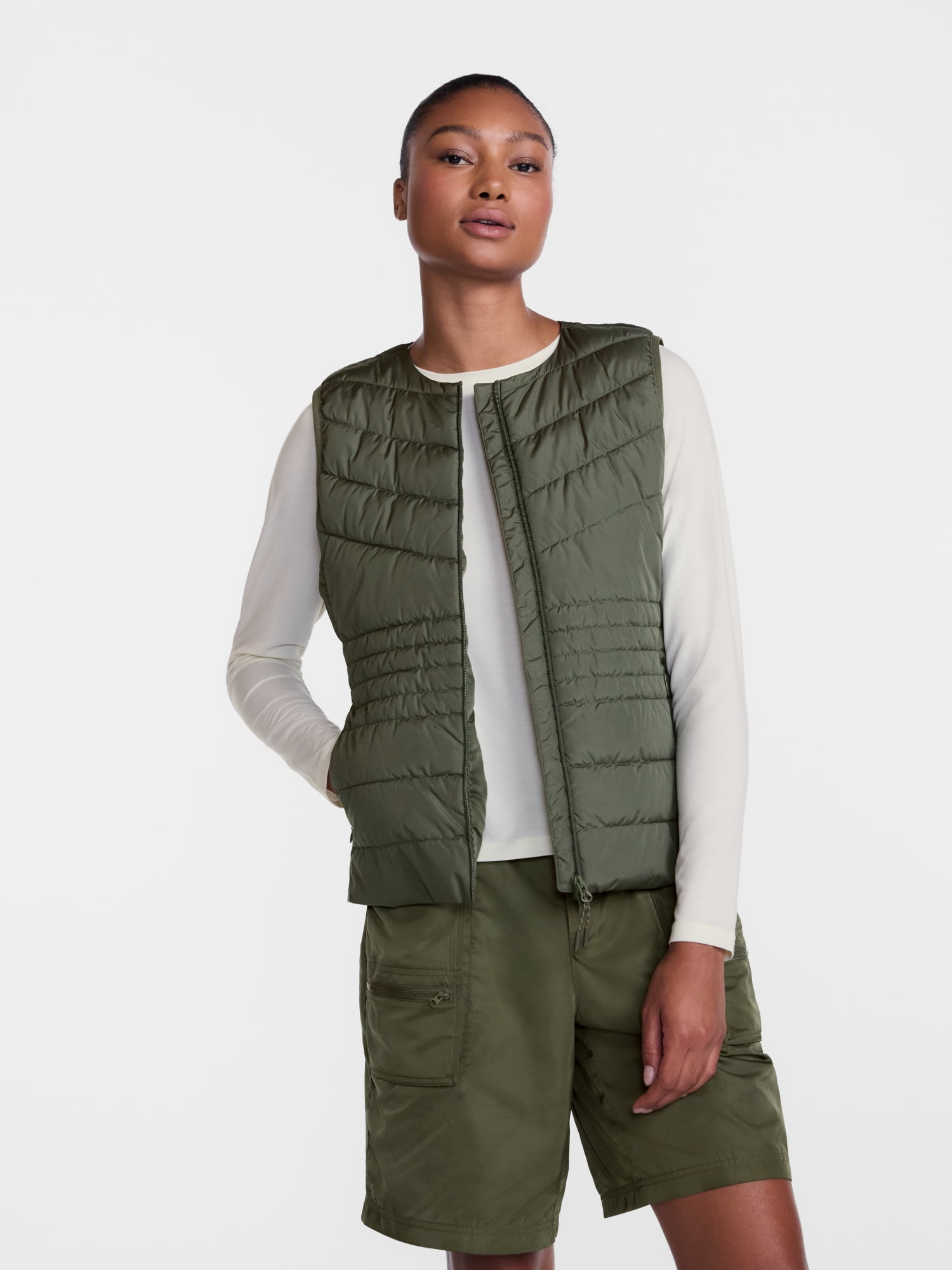 Ozark Trail Women's and Women's Plus Collarless Puffer Vest, Sizes XS-3X