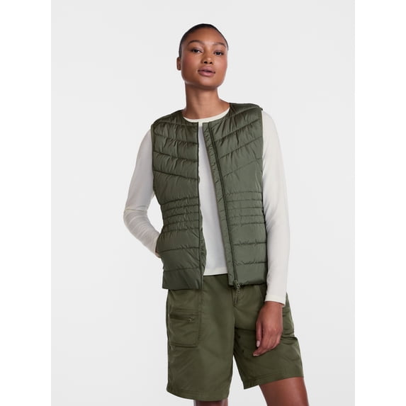 Ozark Trail Women's and Women's Plus Collarless Puffer Vest, Sizes XS-3X