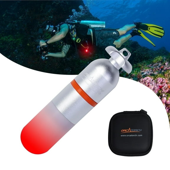ORCATORCH SD01PRO Upgraded Bright Dive Signal Light, Submersible Beacon Mini Tank Marker Light with Constant and Flashing Modes, for Scuba Diving and Night Time Visibility (Red)