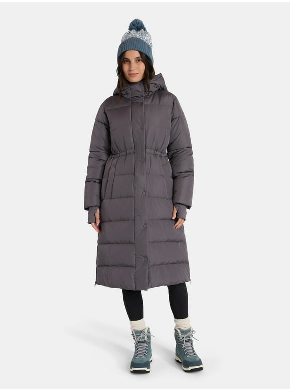 Women's and Women's Plus Ultra Long Puffer Coat, Size XS-2X