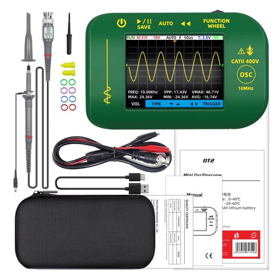 OT2 10MHz 1.5KSa/S Portable Digital Storage Oscilloscope Touch Screen