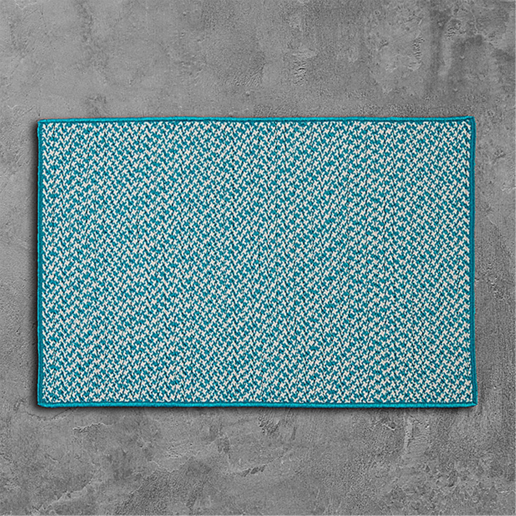 OT57R072X108S Outdoor Houndstooth Tweed - Turquoise 6x9 Rug, 100% ...