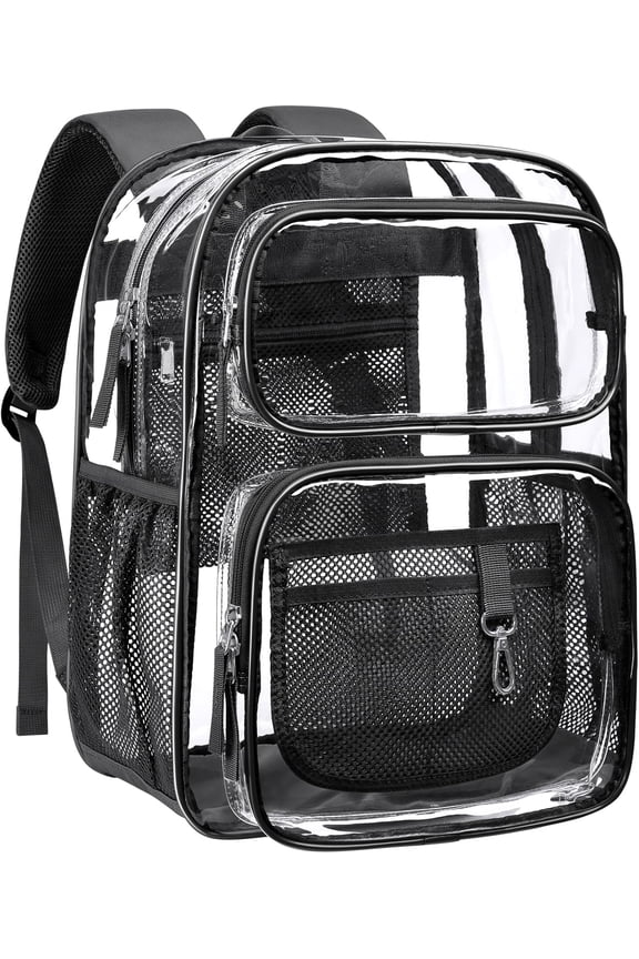Clear Backpack for School - 17 inch Large Heavy Duty Bookbag, Reinforced See Through PVC Transparent Backpack