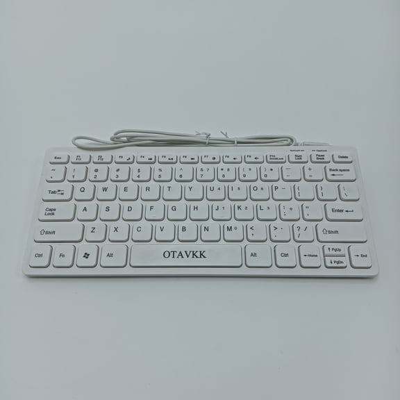OTAVKK Computer keyboards Wired USB Keyboard, White, Compact Computer Keyboard with Full Size Layout