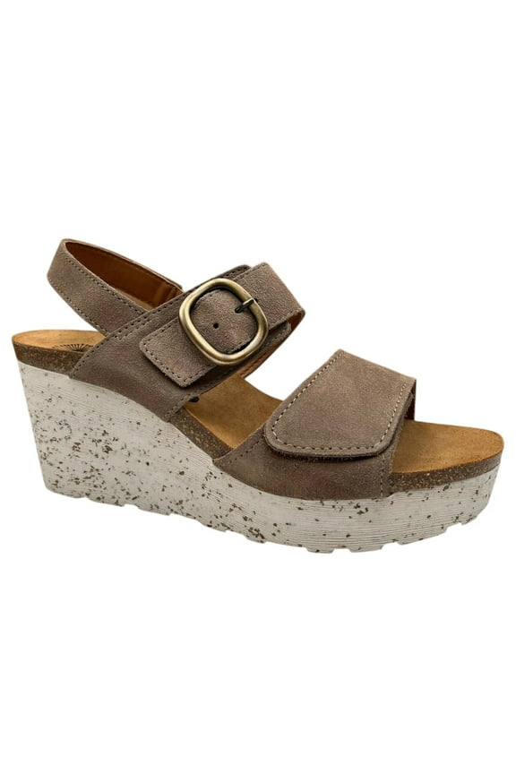 Made In Portugal Women's Wedge Leather Sandals Size 9-9.5 Taupe/Greige