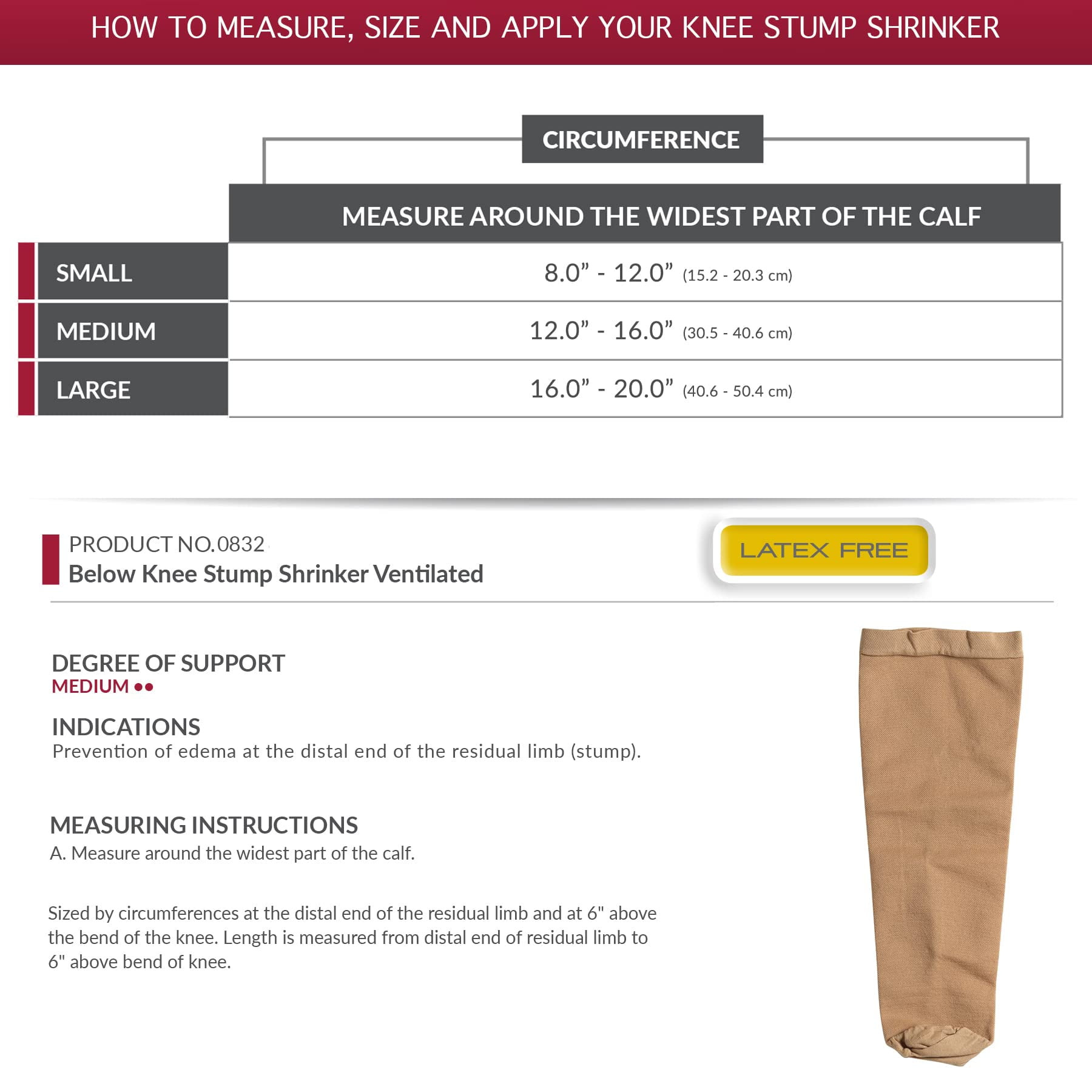 -OTC Below knee bk stump shrinker, limb compression with ventilation ...