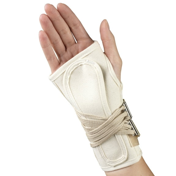 OTC Cock-Up Wrist Splint - Canvas, Right Hand, White, Medium