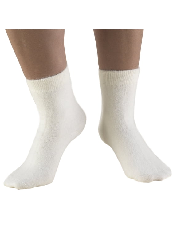 warming socks, natural angora fiber, white, medium