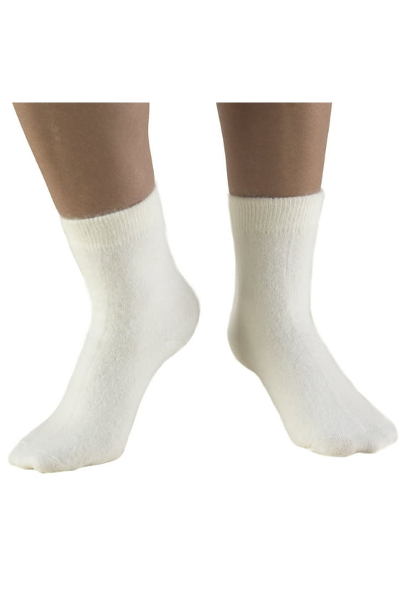Warming Socks, Natural Angora Fiber, White, Medium