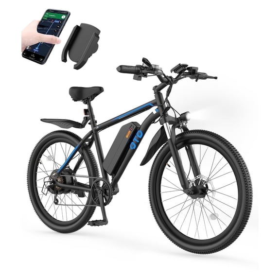 Electric Bikes for Adults with Mobile Phone Holder,28MPH ,26" ,Peak 1200W Electric Mountain Bike,UP to 60-80 Miles,48V 624Wh Removable Battery,7-Speed（UL 2849),Black.