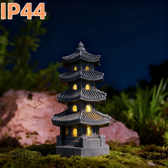 OTDECOR-1PC Pagoda Statue, Lantern Garden Sculpture, Zen-Style Outdoor Garden Statue, Oriental Pagoda Courtyard Sculpture, Zen Garden Meditation Piece, Home Decor, Courtyard Decor