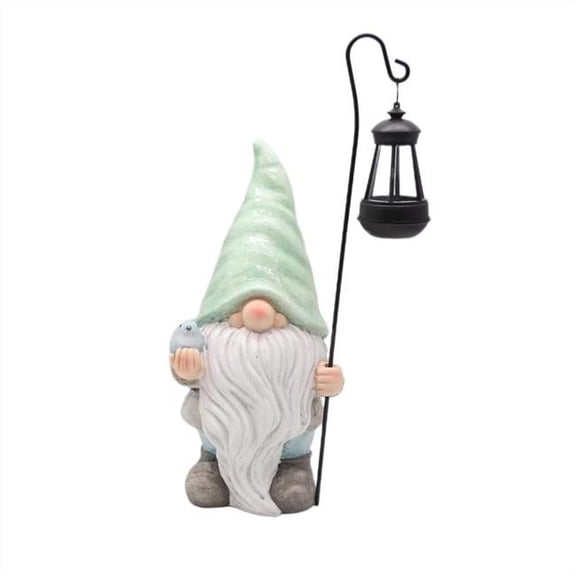 Infinity 8081731 16.14 in. Iron & Magnesia Gnome Figurine with Solar Lantern Outdoor Decoration - Multicolored - Pack of 4