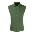 thumbnail image 1 of OTEMRCLOC Tshirt Men Casual Oversized Men's Summer Hawaiian Solid Color Sleeveless Button-Down Shirt, Sizes S-6XL, 1 of 5
