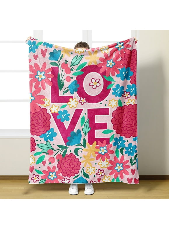 OTEMRCLOC Valentine's Day Plush Fleece Throw Blanket| 150×200 Facecloth Digital Printing Blanket Bed Blanket Small Cover Blanket Valentine's Day Gift Dwarf Fleece Blanket