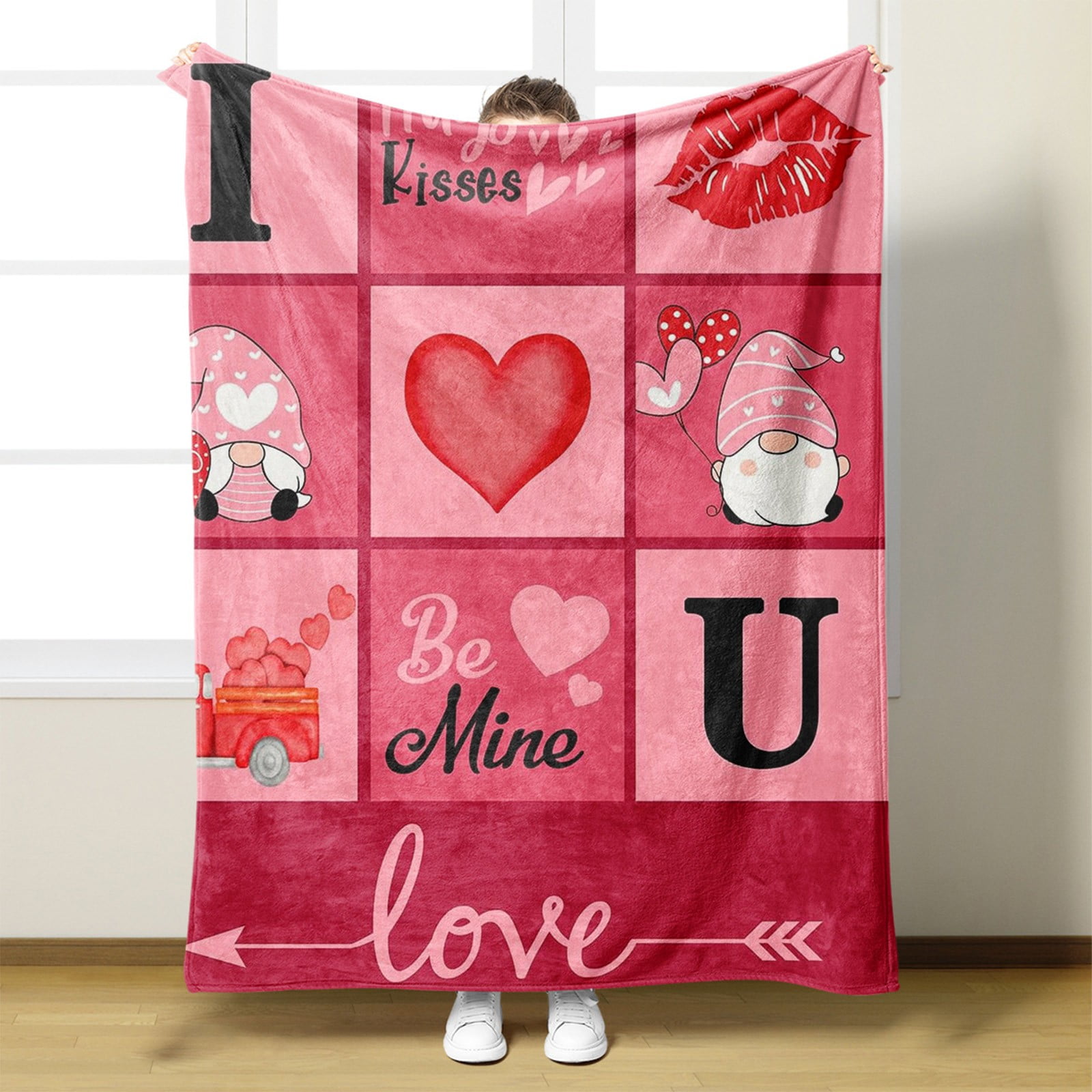 OTEMRCLOC Valentine's Day Throw Blankets 75×100 Facecloth Digital