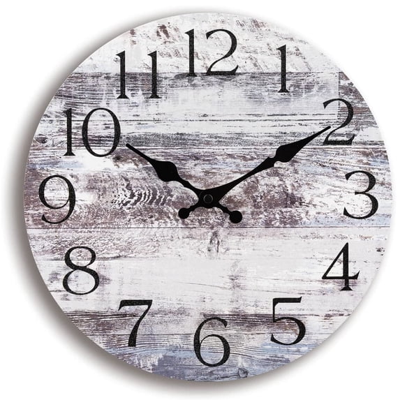 OTEMRCLOC Wall Clock, 10 Inch Marble White Non-Ticking Kitchen Clock Decor, Rustic Vintage Country Retro Decorative Wall Clocks Battery Operated for Bathroom Bedroom Living Room Office