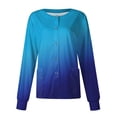 thumbnail image 1 of OTEMRCLOC Working Clothes for Women Long Sleeve Pocket Working Collar Gradient Single-breasted Overalls Cardigan Jacket Top, Light Blue/XL, 1 of 5