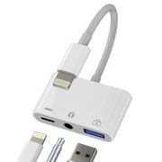 Lightning to 3.5mm Headphone Jack Adapter 3in1for iPhone 14 13 12 11 Pro Max for Apple MFi Certified Aux Audio OTG Dongle for iPad Cable Charger Splitter Earphone Charging Car Accessories Connector
