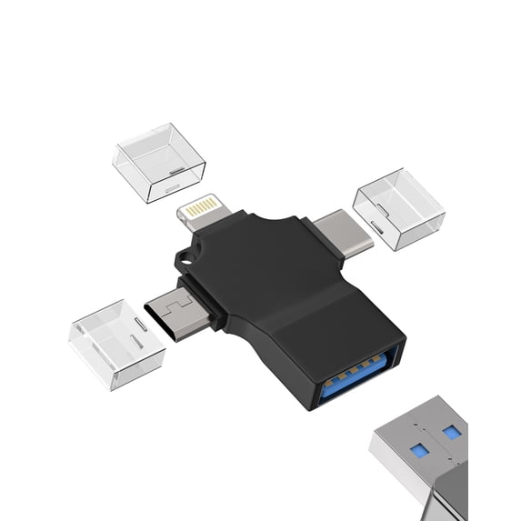 USB C Lightning Micro USB A Male to OTG Adapter(3in1)for iPhone16 15 Pro Max Type C OTG 3.0 Cable Camera Thunderbolt Converter for iPad Macbook Android Port Flash Drive Compatible for Samsung S25 S24