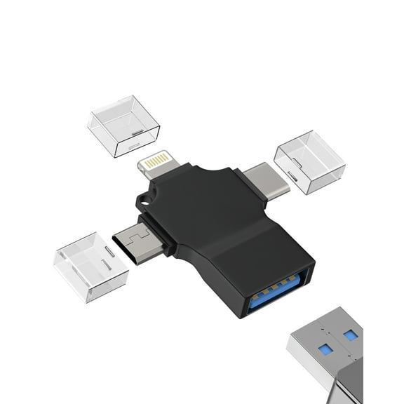USB C Lightning Micro USB A Male to OTG Adapter(3in1)for iPhone16 15 Pro Max Type C OTG 3.0 Cable Camera Thunderbolt Converter for iPad Macbook Android Port Flash Drive Compatible for Samsung S25 S24