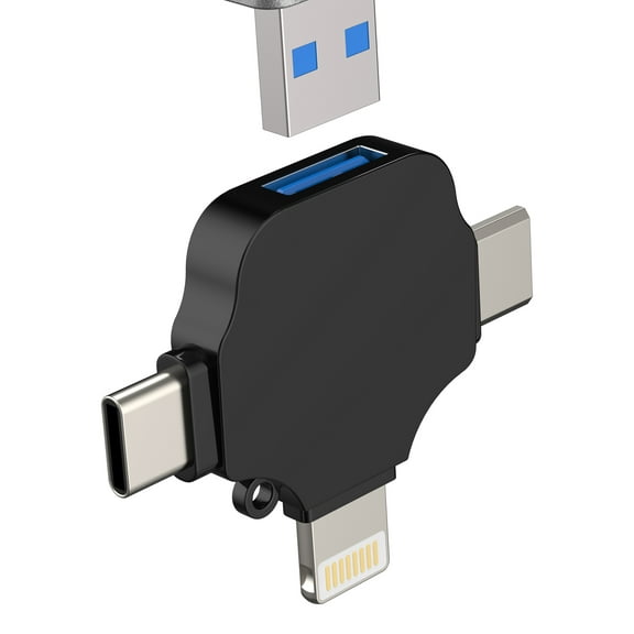 USB C Lightning Micro USB Male to OTG 3.0 Female Adapter (3in1)Type C Jack Cable Converter for Apple for iPhone 16 15 14 Pro Max Macbook Thunderbolt Connector for iPad Android Port Camera Flash Drive