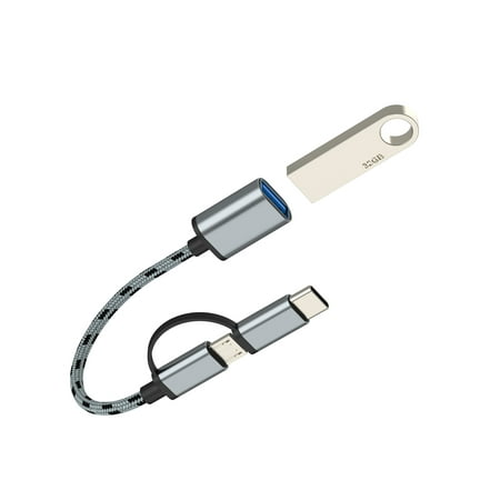 USB-C Micro USB Male to USB Female Adapter (2in1) Type C OTG 3.0 Cable for iPhone 15 16 Pro Max Macbook for Apple Thunderbolt Converter for iPad Adaptor Flash Drive Compatible for Samsung S25 Android