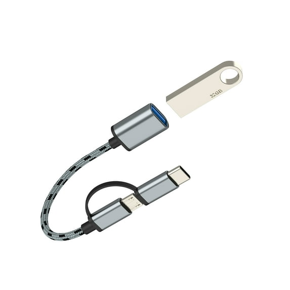 USB-C Micro USB Male to USB Female Adapter (2in1) Type C OTG 3.0 Cable for iPhone 15 16 Pro Max Macbook for Apple Thunderbolt Converter for iPad Adaptor Flash Drive Compatible for Samsung S25 Android