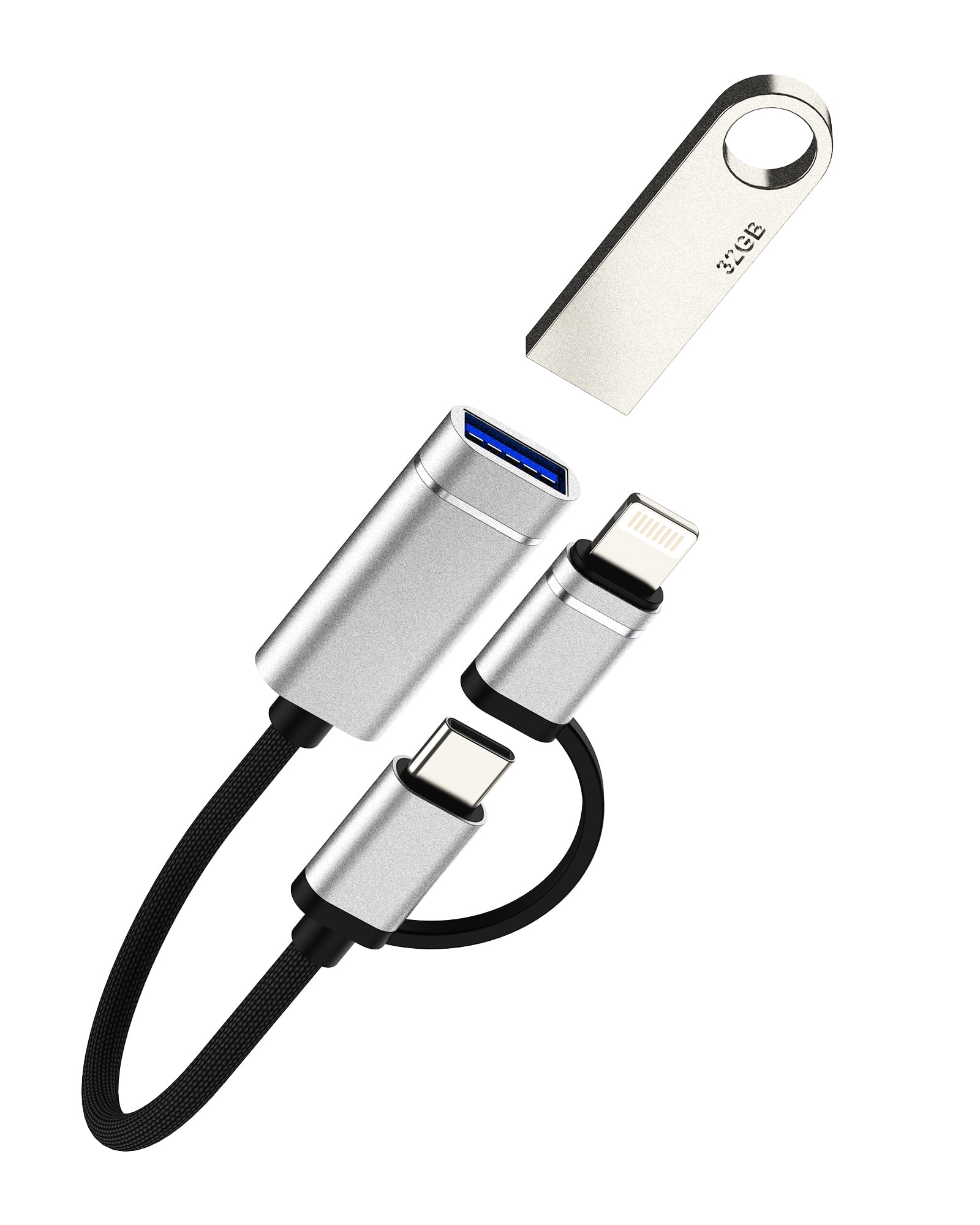 USB C Lightning Male to USB Female Adapter(2in1)Type C OTG 3.0 Cable Converter for iPhone 16 15 14 for iPad MacBook Thunderbolt Connector for Apple Camera Flash Drive Audio Compatible for Samsung S25