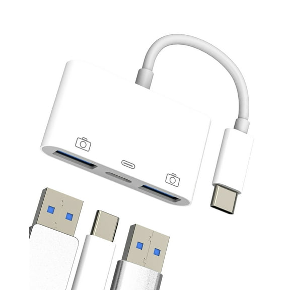 USB C OTG Splitter Dual USB Female to Type C Male Adapter(3in1)Charger Cable for Apple MacBook Thunderbolt Converter for iPhone 16 15 Pro Max Car Connector for iPad Compatible for Samsung USB-A Drive